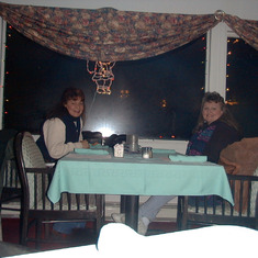 Sister JoAnne & SueAnn dine at the Arctic Pizza in Barrow Alaska - is 80 below zero with wind chill. We have the car running for an hour & a half ( so the car won't freeze up) as we dine out at the Top of the World
