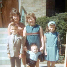 Sibling outside church Joseph,Peggy, SueAnn with baby Danny ,JoAnne