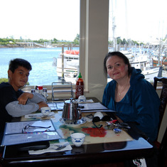 September 2009 Sitka Alaska - Julito ( Sue Ann's best buddie) & Sue Ann dine at Twin Dragon for yummy chinese