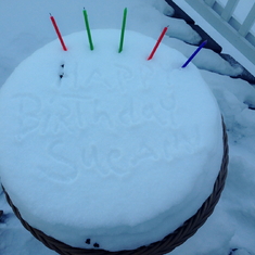 HB Sueann, Woke up this morning, looked outside, and saw our table looked like a birthday cake!
