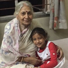 With her great grandchild, Anandi
