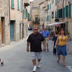 Mob Boss leading his crew down the streets of Italy.