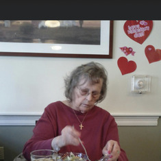 Her first meal at assisted living. Cape Cod Senior Residence. 