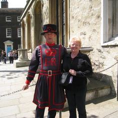 Mom with a Beefeater. 