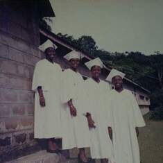 F5 graduation from SBC Limbe ,2002 ( from L to R Nams, Mambei, Taboko and Ndip)