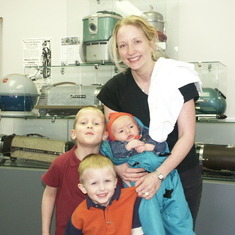 Susan and boys - Mar 2002 - taken at Hibbert Wholesale.