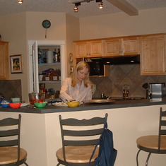 Susan busy in the kitchen,March 2006