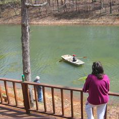 Mom watching Zac out in the boat