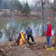 Steve and Ron building the bonfire