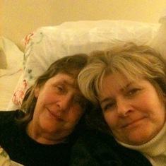 Me and mom in her "million dollar" bed
