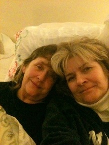 Me and mom in her "million dollar" bed