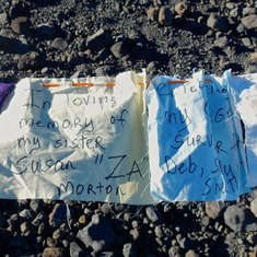 Prayer flag I (Ann) carried up Mount Adams in memory of my sister.