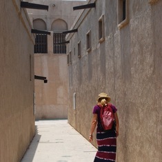 Walking down a narrow way in Dubai