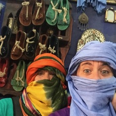 Susan and Kirsten ready for a ride out in the desert. 