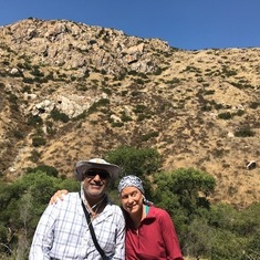 Rajeev and Susan hiking. 