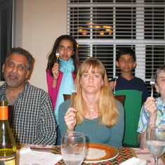 Thanksgiving in Florida - imitating American Gothic painting