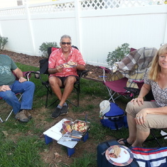 Luigi, Rajeev, Susan at San Marcos outdoor concert, 2019