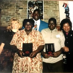 Susan and her student who won a contest hosted by Michael Jordan's foundation.  