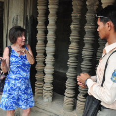 2012 Cambodia (she loved learning about history and always engaged heavily with tour guides — here after the tour was complete)