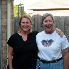 Suzanne and her cousin Suzanne in Houston during our cross country ride in 2003.