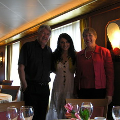 Steve and Suzanne with the Rissian Artist Neckita in San Pedro 2005 Mexican Riviera Art Cruise