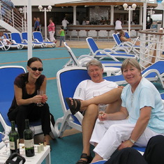 Steve and Suzanne with Carrie Graber leaving Cabo in 2005 during a wine underway event
