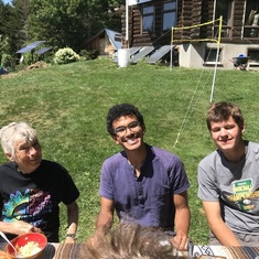 The last family reunion in Vermont: Mitzi, Daniel and Grandson, Timber