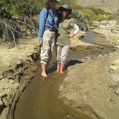 Suzy and Mare in the creekbed, by where Wilbur family camped as kids