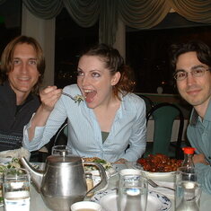 Nick, Sarah and Matt - vegetarian food in Torrance, 2005.
