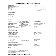 Sarah's resume at 21