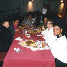 Ethiopian 
Dining with Daughter and Nieces (l-R) Carol Constantine, Debbie Kendrick, Sandy and Crystal Kendrick (1987)