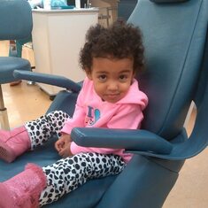 Mariyah Ann Milton getting her nails done with her father Timothy Jr