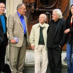 Tav, Stan Grof, Albert Hofmann, Hansruedi and Carmen Giger in Gruyeres, Switzerland 2005