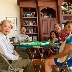 Mahjong. Dad could play for hours. He enjoyed winning.