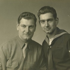 Ted with brother Archie in their uniforms during WW II (circa 1943)