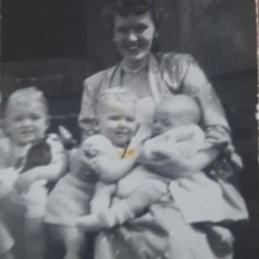 Mom with Keith, Kevin & Tim  ~1953