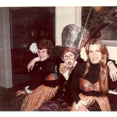 Cousins Debbie & Pam with Terre.  Dressed up as Elton John & the Island Girls