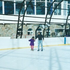 Greg skates with his daughter at Squaw High Camp
