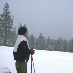 A little snow coming down didn't stop Greg from his cross county skiing!