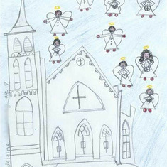Madeline's Drawing of the Church and the Victims as Angels