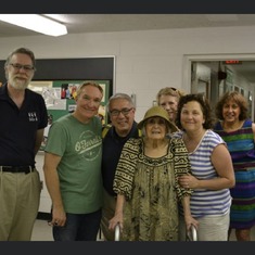 Thelma with various former EMU Theatre students in 2014.