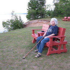 Mom by Lake Superior at McLain State Park, 2010