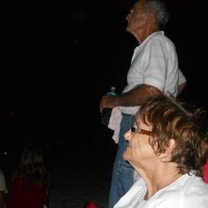 Mom and Dad on Jacksonville Beach watching fireworks