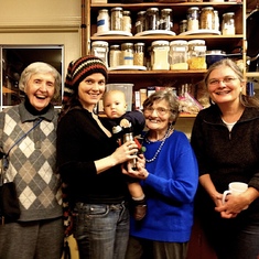 Teddy, granddaughter Rebecca, great-grandson Zack, co-grandmother Dina, daughter-in-law Madelyn, Christmas 2011