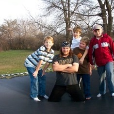 Ted and other Luetmer boys on Rose's Trampoline