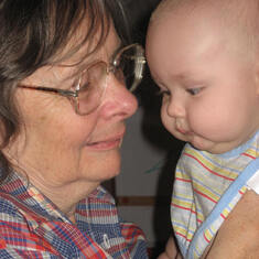 Theresa with grandson Logan, Thanksgiving 2007