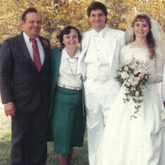 Theresa & LeRoy with Eleen & Chuck at their wedding, 1990