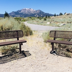 Jim and Theresa's memory benches in Mammoth, CA