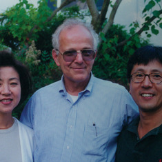 Tom with "Jennifer" Suh and "Chris" Suh, the San Francisco's Institute's first International Scholar--a program initiated by Jean Kirsch following travels to Asia with Tom. The Program has nurture a number of distinguished therapists who have become analy