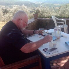 Tom painting in Italy